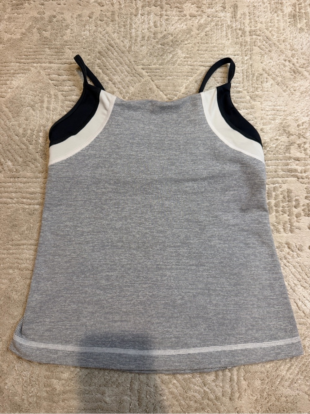 Vintage Lululemon Size 6 Gray Striped Colorblock Tank Top Adjustable Straps